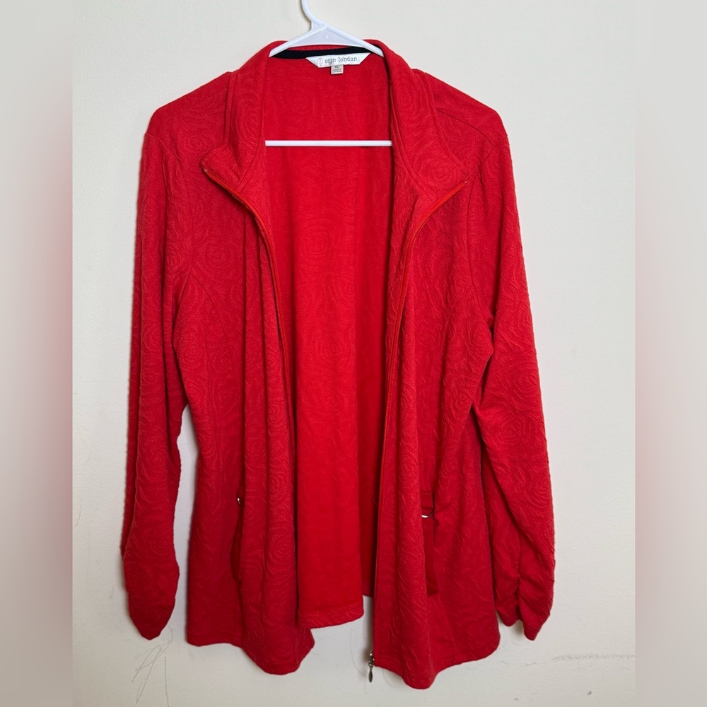 Erin London Crimson Zip-Front Cardigan Sweater‎ size XL